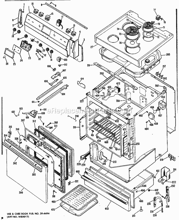 Hotpoint RB734*A5 Drop-In, Electric Hpt Free-Standing/Drop-I Section Diagram