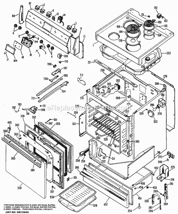 Hotpoint RB734*J2 Electric Hotpoint Free-Standing / Section Diagram