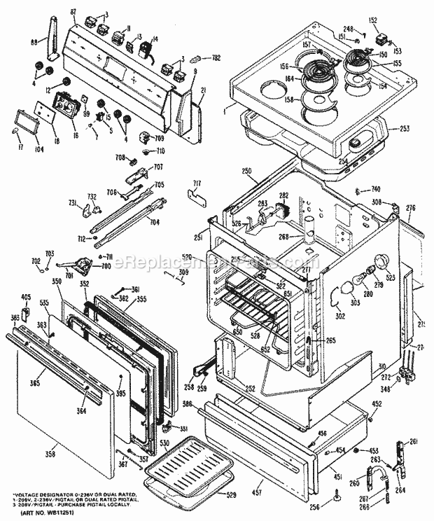 Hotpoint RB734*J7 Electric Ranges, Electric* Section Diagram