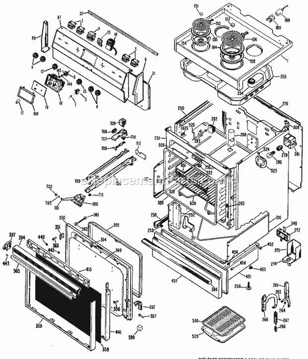 Hotpoint RB735G*J2 Electric Hotpoint Free-Standing / Section Diagram
