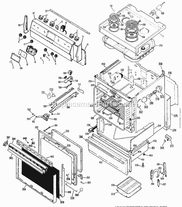Hotpoint RB735G*J5 Electric Hotpoint Free-Standing / Section Diagram