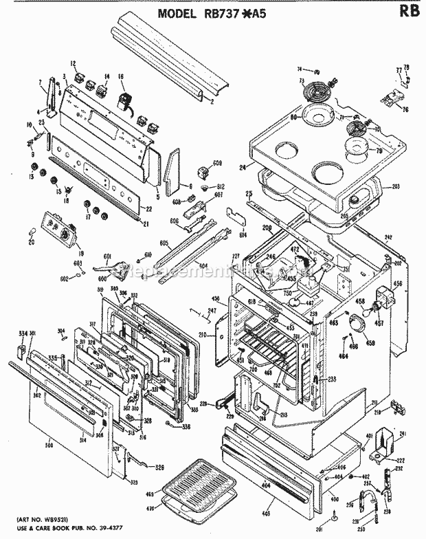 Hotpoint RB737*A5 Electric Electric Range Section Diagram