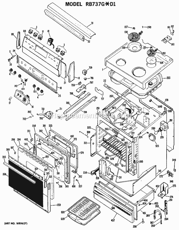Hotpoint RB737G*D1 Electric Electric Range Section Diagram