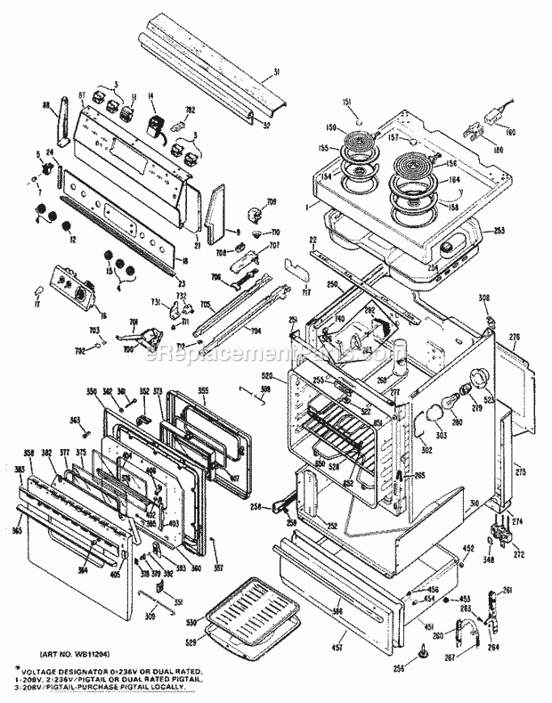 Hotpoint RB737*J6 Electric Hotpoint Free-Standing / Section Diagram