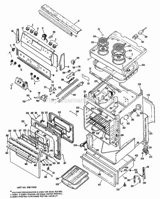 Hotpoint RB737*J7 Electric Ranges, Electric* Section Diagram
