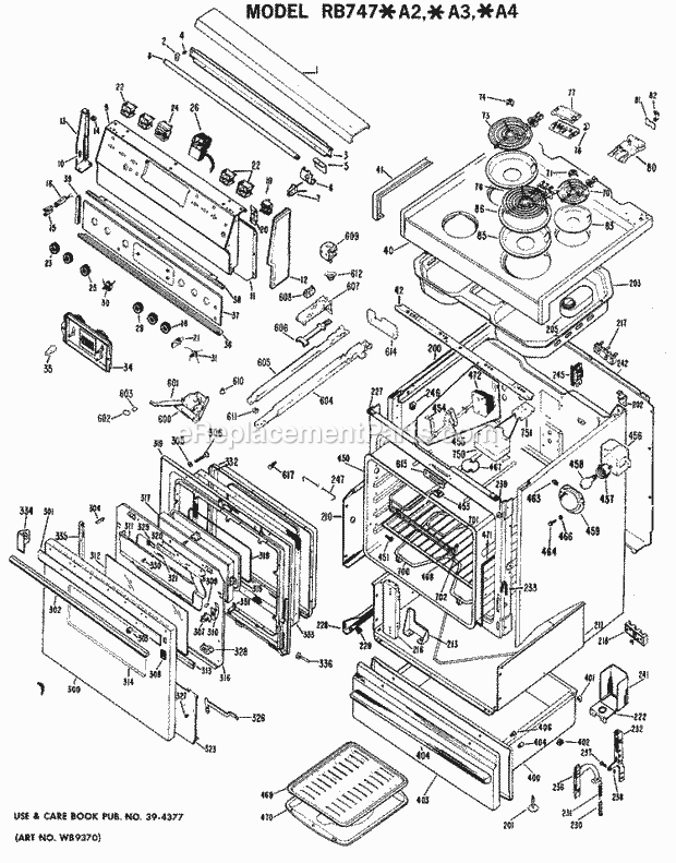 Hotpoint RB747*A3 Electric Electric Range Section Diagram