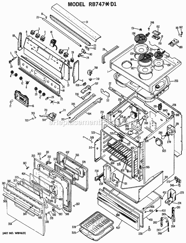 Hotpoint RB747*D1 Electric Electric Range Section Diagram
