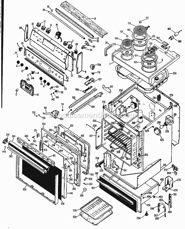 Hotpoint RB747G*J2 Electric Hotpoint Free-Standing / Section Diagram