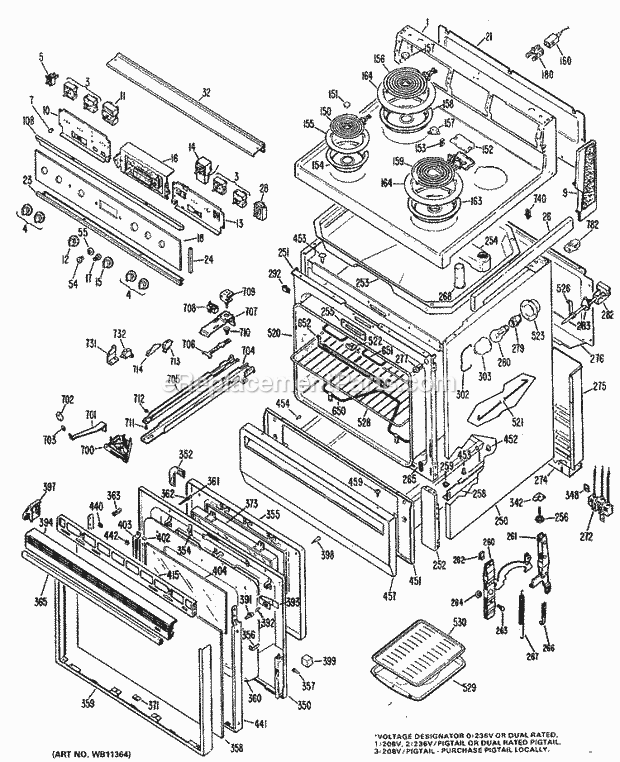 Hotpoint RB761G*N1 Electric Ranges, Electric* Section Diagram