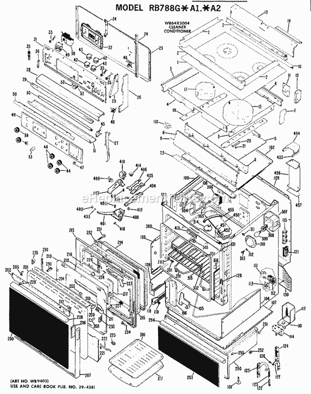 Hotpoint RB788G*A1 Freestanding, Electric Electric Range Section Diagram
