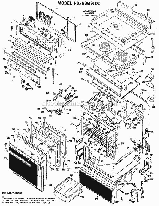 Hotpoint RB788G*D1 Electric Electric Range Section Diagram