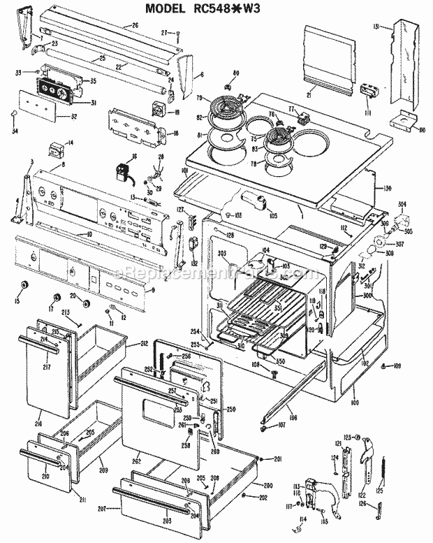 Hotpoint RC548*W3 Electric Electric Range Section Diagram