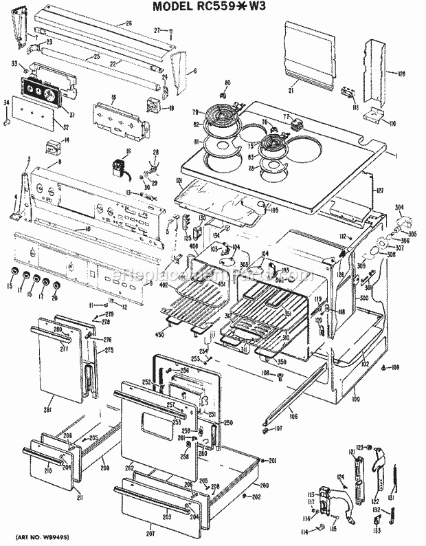Hotpoint RC559*W3 Electric Electric Range Section Diagram