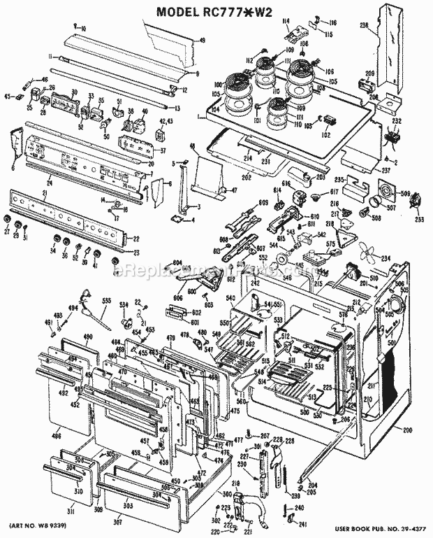 Hotpoint RC777*W2 Electric Electric Range Section Diagram