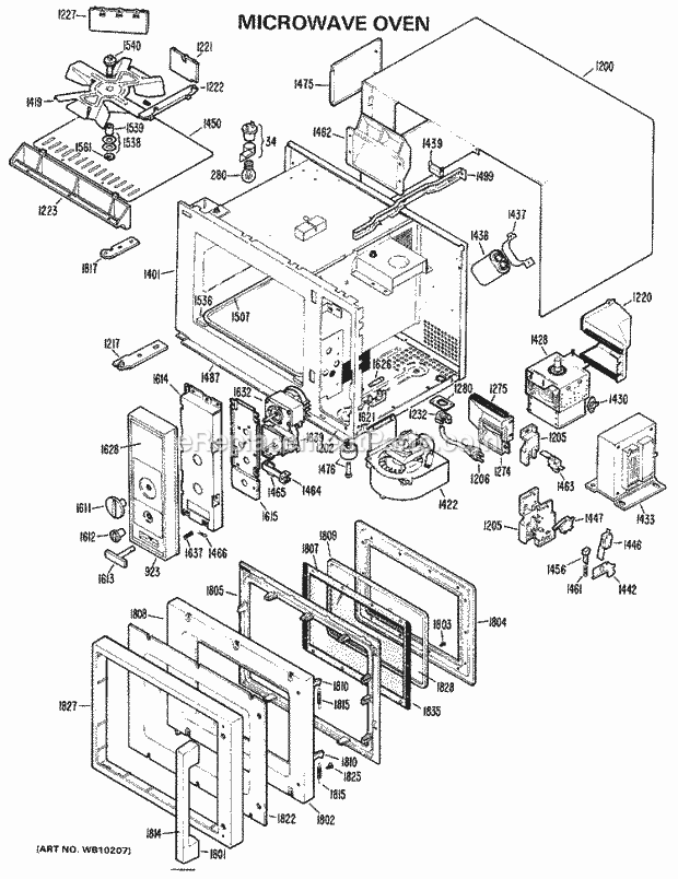 Hotpoint RE63001 Electric Hotpoint Microwave Ovens Section Diagram