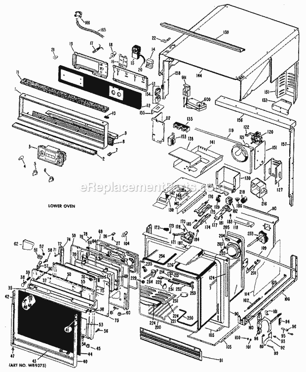 Hotpoint RK966G*09 Electric Oven Lower Oven Diagram