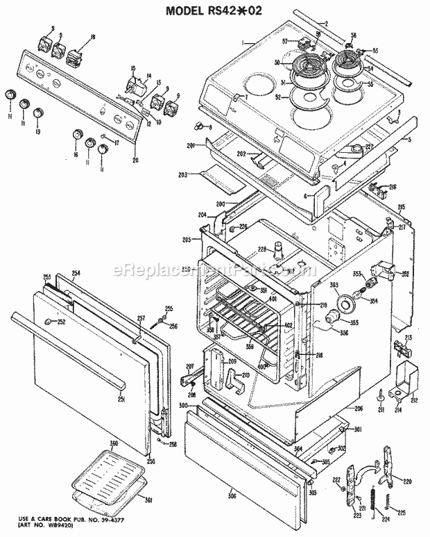 Hotpoint RS42*02 Freestanding, Electric Electric Range Section Diagram