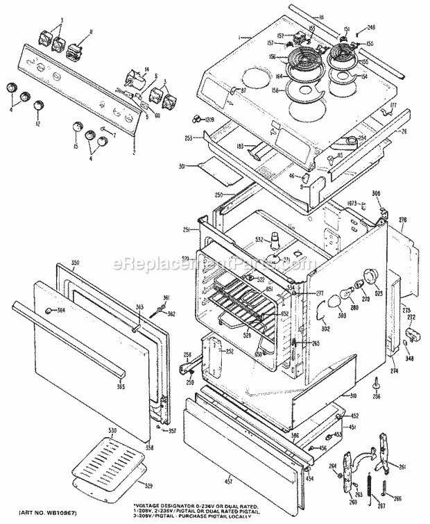 Hotpoint RS42*J3 Electric Hotpoint Free-Standing / Section Diagram