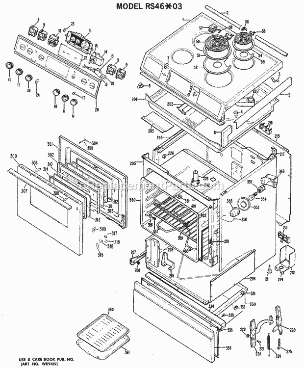 Hotpoint RS46*03 Freestanding, Electric Electric Range Section Diagram