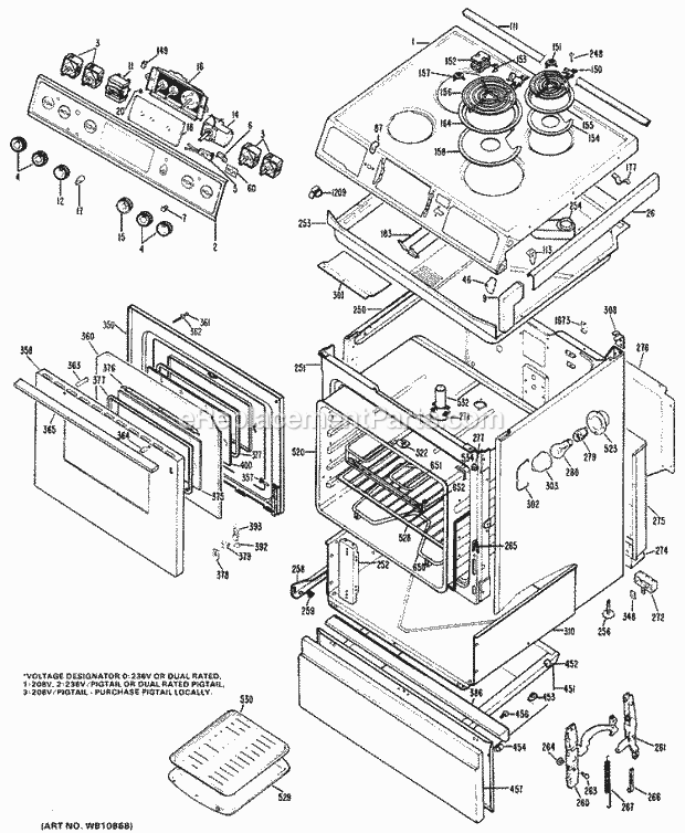 Hotpoint RS46*J3 Electric Hotpoint Free-Standing / Section Diagram