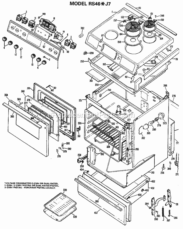 Hotpoint RS46*J7 Electric Ranges, Electric* Section Diagram