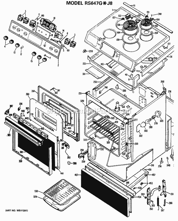Hotpoint RS647G*J8 Electric Ranges, Electric* Section Diagram