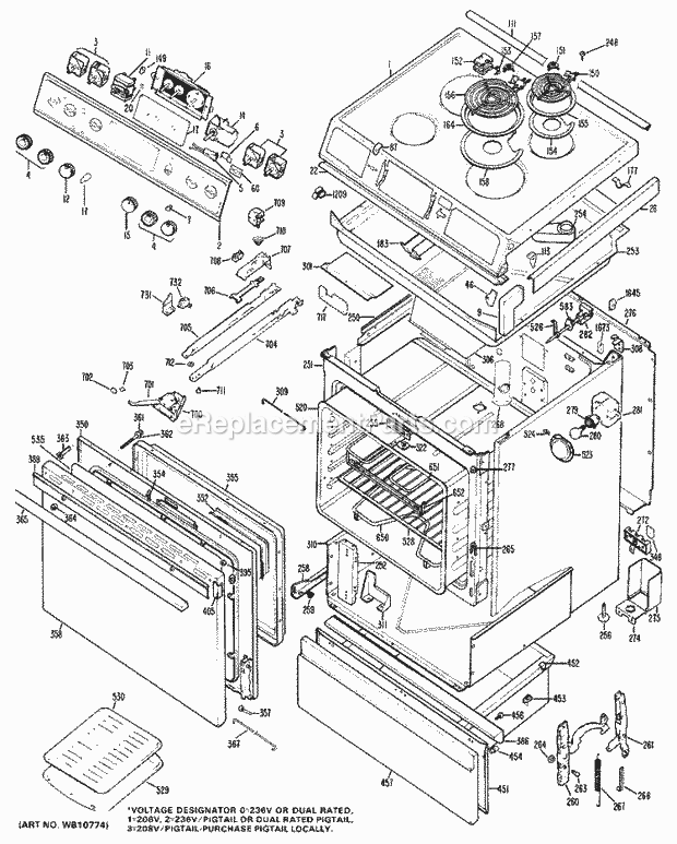 Hotpoint RS742*J2 Electric Hotpoint Free-Standing / Section Diagram