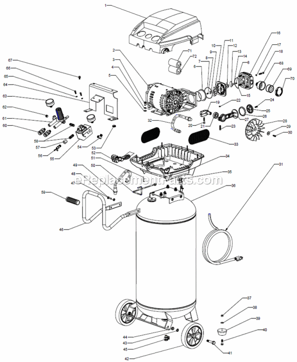 Husky F2S26VWDVP 26 Gallon Portable Electric Air Compressor Compressor Diagram
