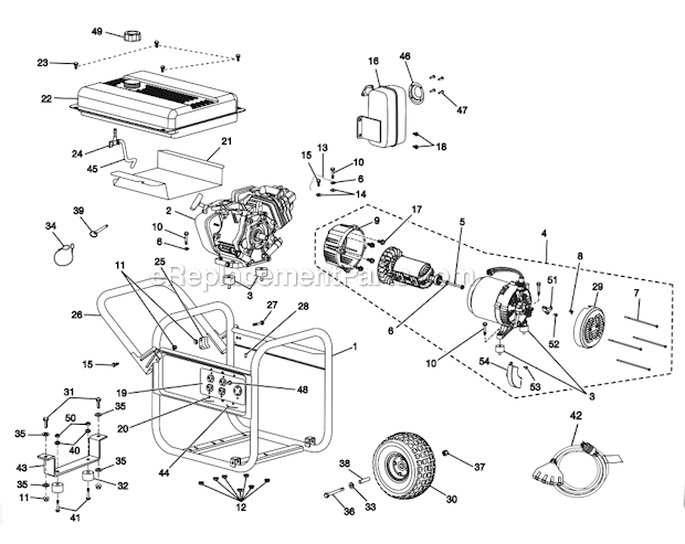 Husky HUCA5000 5,000 Watt Portable Generator Page A Diagram