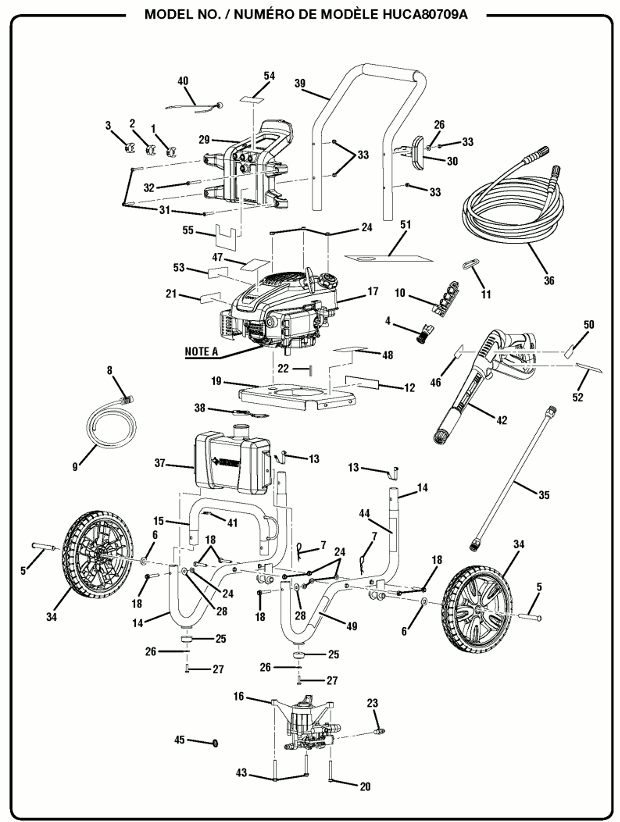 Husky HUCA80709A Pressure Washer Page A Diagram