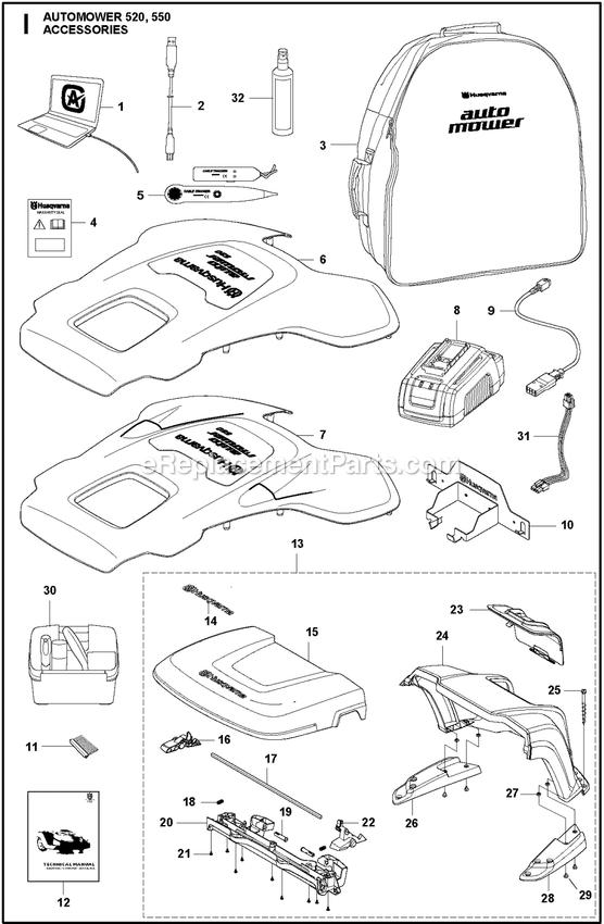 Husqvarna 550 Automower Accessories Diagram