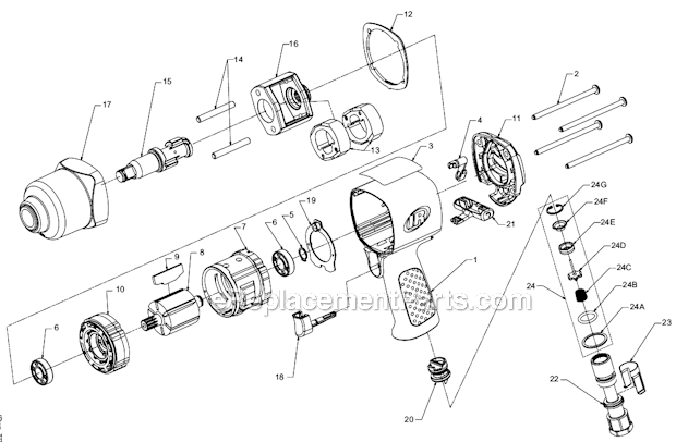Ingersoll Rand 2130-2 Air Impact Wrench Page A Diagram