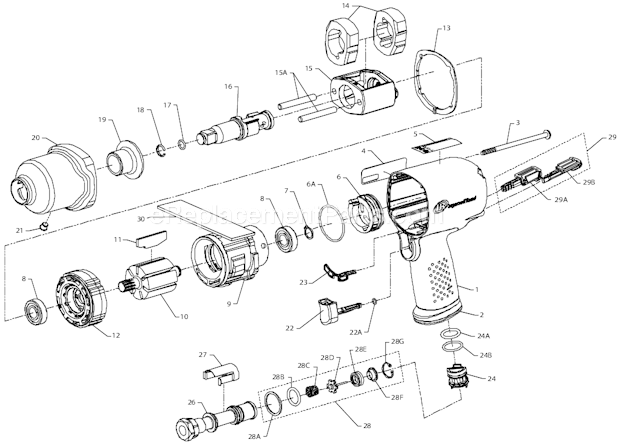 Ingersoll Rand 2135PQXPA Impact Wrench Page A Diagram