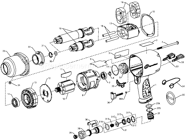 Ingersoll Rand 2145QiMAX-3 Air Impact Tool Page A Diagram