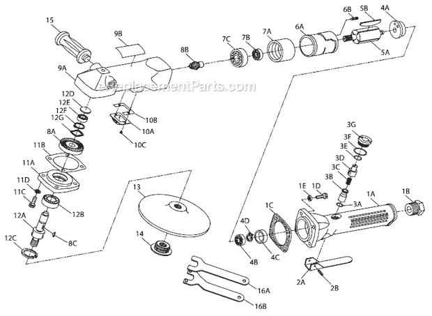 Ingersoll Rand 314A Air Sander and Polisher Page A Diagram