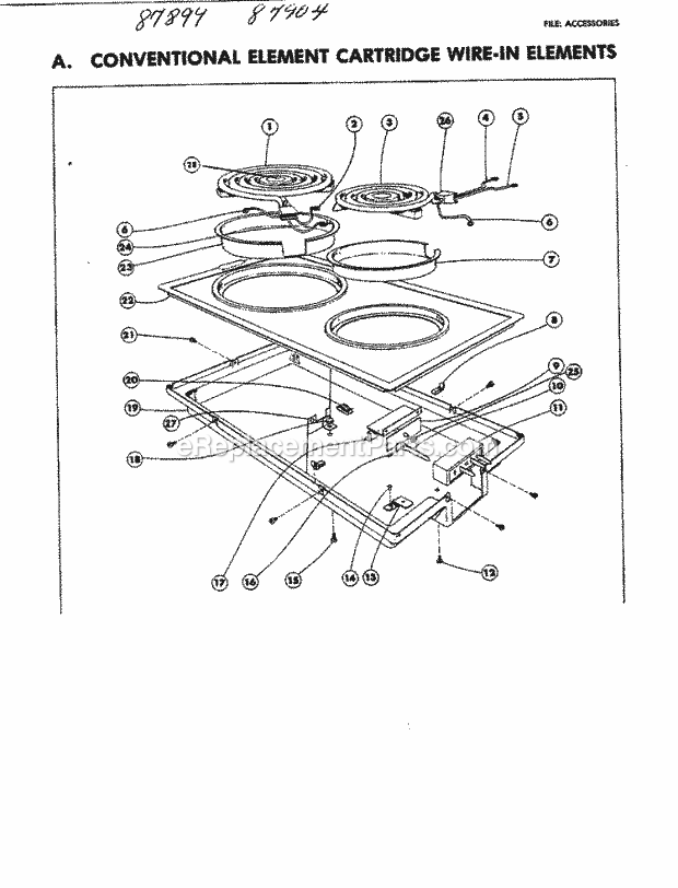Jenn-Air 87899 Misc / Accessory Conventional Element Cartridge Wire - In Diagram