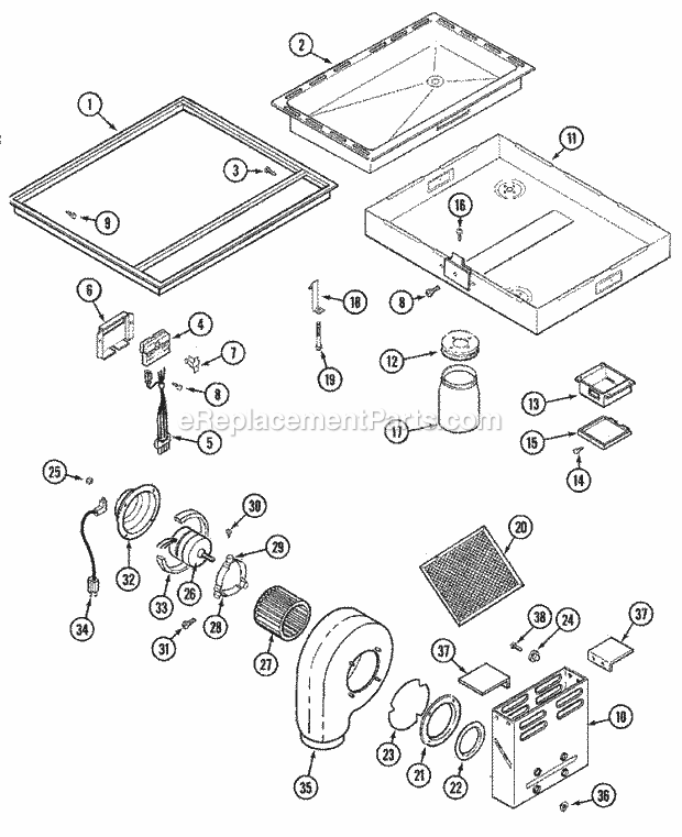 Jenn-Air CM100 Electric Electric Grill Top Assembly Diagram