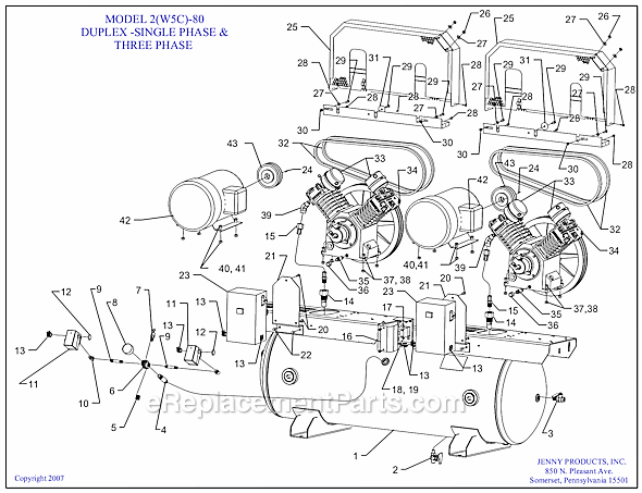 Jenny 2(W5C)-80C Electric Two Stage Compressor Page A Diagram