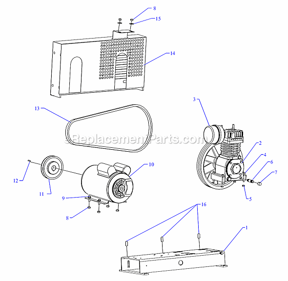 Jenny F34A-B Three Phase Single Stage Compressor Page A Diagram