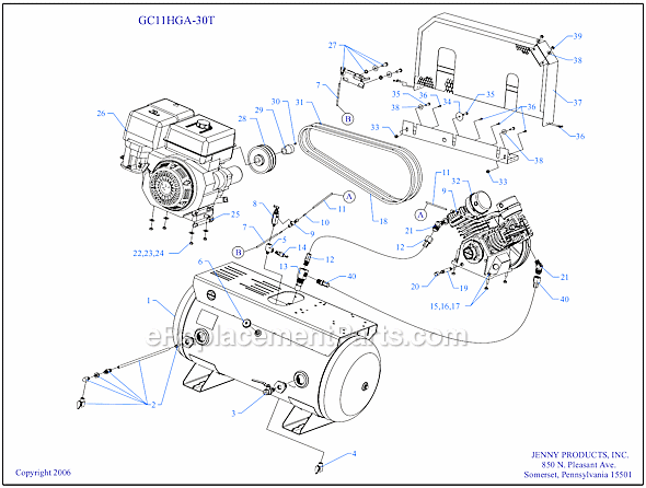 Jenny GC11HGA-30T Gas Stationary Single Stage Compressor Page A Diagram