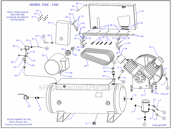 Jenny T20C-120C Electric Two Stage Compressor Page A Diagram
