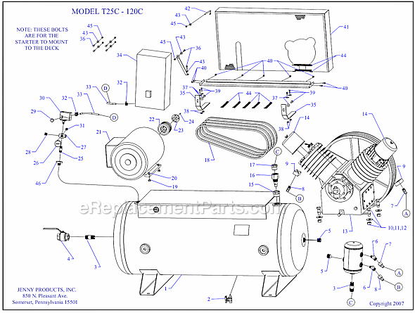 Jenny T25C-120C Electric Two Stage Compressor Page A Diagram