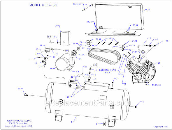 Jenny U10B-120 Electric Two Stage Compressor Page A Diagram
