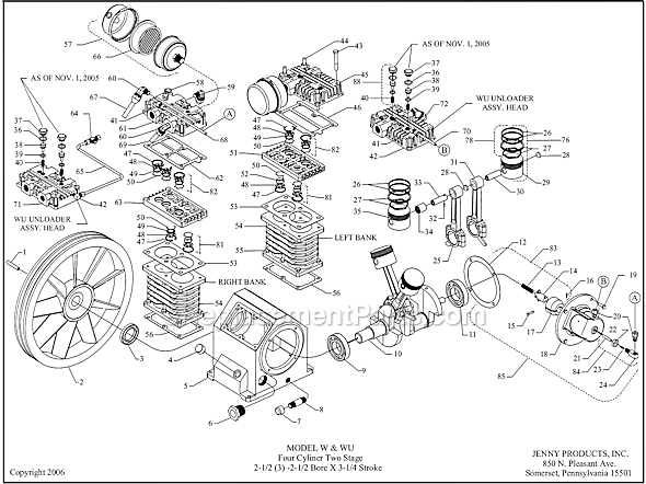 Jenny W (Series) Four Cylinder Two Stage Stroke Pumps Page A Diagram