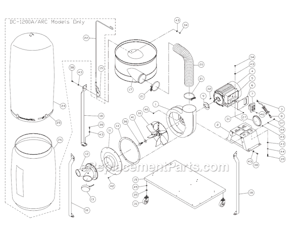 Jet DC-1200A (708635) Dust Collector With Filter Bag Page A Diagram
