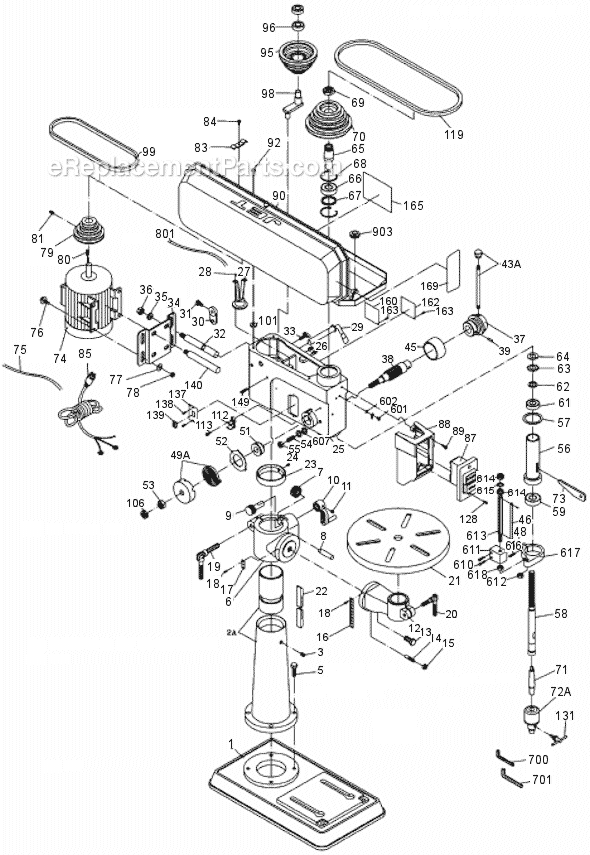 Jet JDP-17MF (354169) 17 in. Drill Press Page A Diagram
