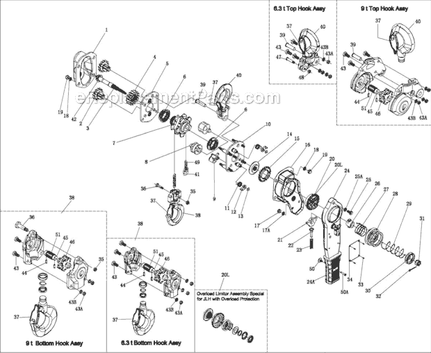 Jet JLH Series (3.2T) Lever Operated Chain Hoist Page A Diagram