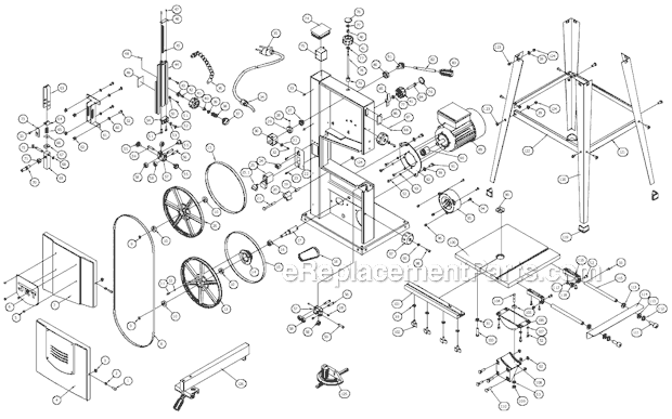 Jet JWBS-10OS (707200) 10-inch Band Saw Page A Diagram