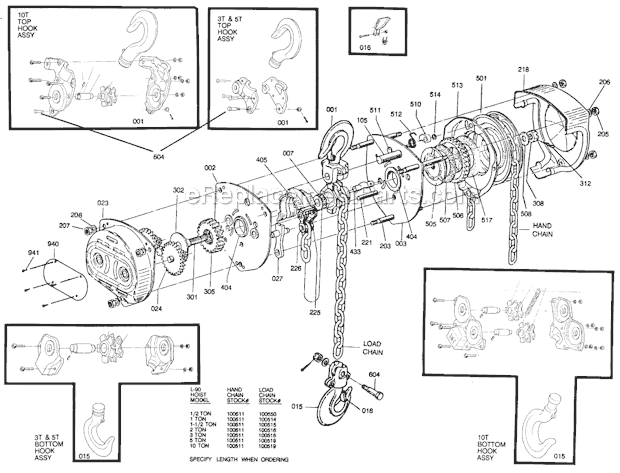 Jet L-90 (1/2T) Chain Hoist Page A Diagram