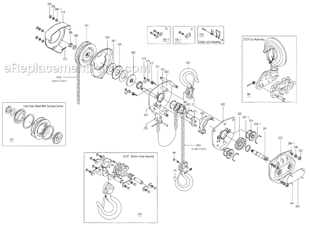 Jet SMHX (3T) Hand Chain Hoists Page A Diagram
